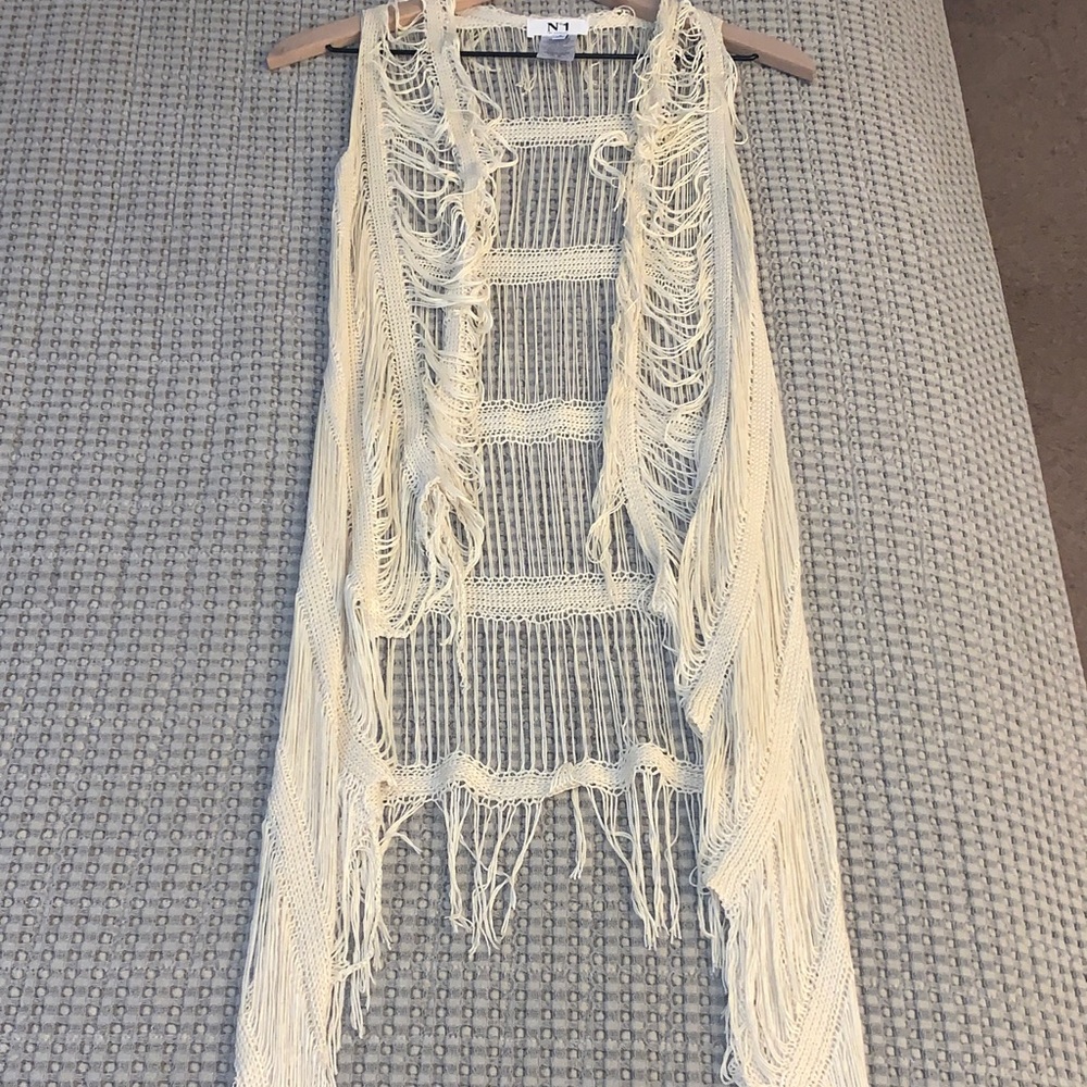 Tulum Sunsets Crochet Cover Up Kimono - Taupe
